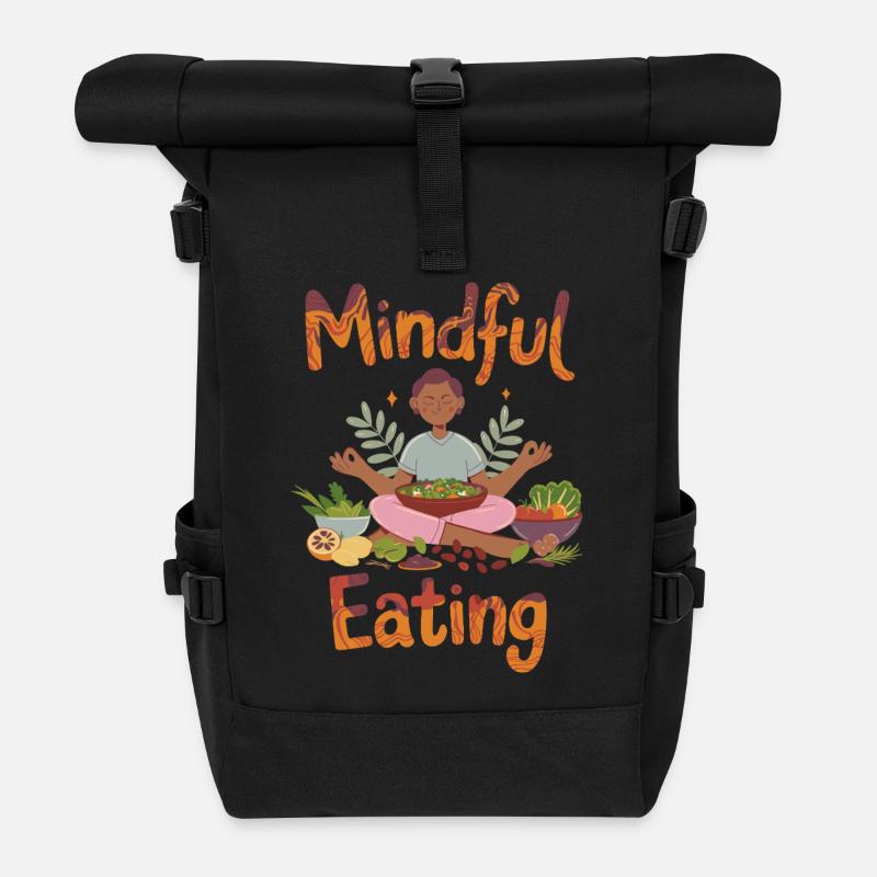 Mindful Eating Healthy Living - Roll Top Backpack - black