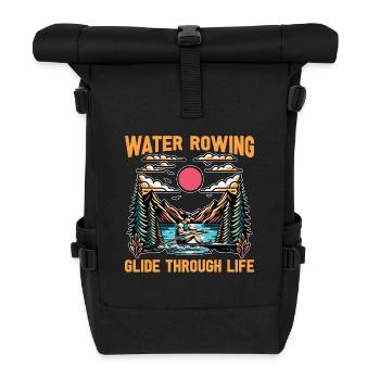 Water Rowing Glide Through Life Boating Canoeing - Rolltop Rucksack - Schwarz - Vorne