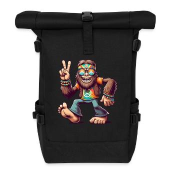 Hippie 70er Jahre 1970er 60er Jahre Party Bigfoot - Rolltop Rucksack - Schwarz - Vorne