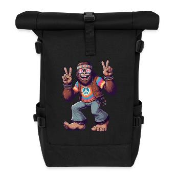 Hippie 70er Jahre 1970er 60er Jahre Party Bigfoot - Rolltop Rucksack - Schwarz - Vorne