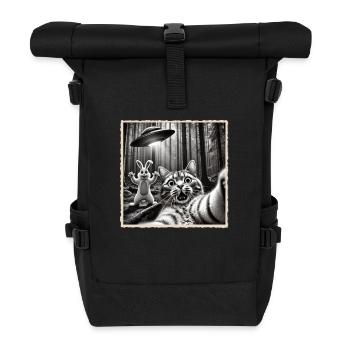 Easter, Funny Easter Bunny, Bunny Selfie Easter Party - Roll Top Backpack - black - Front
