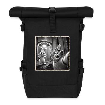 Easter, Funny Easter Bunny, Bunny Selfie Easter Party - Roll Top Backpack - black - Front