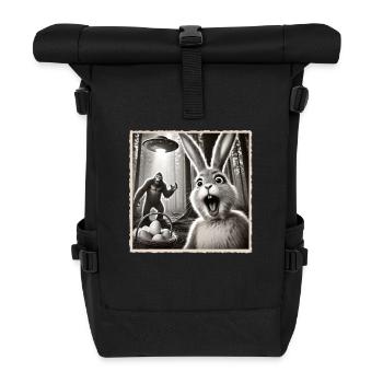 Easter, Funny Easter Bunny, Bunny Selfie Easter Party - Roll Top Backpack - black - Front