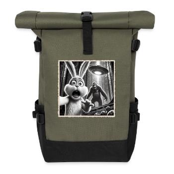 Pâques, Lapin de Pâques drôle, Lapin Selfie Fête de Pâques - Sac à dos roll top - olive/noir - Devant