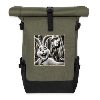 Pâques, Lapin de Pâques drôle, Lapin Selfie Fête de Pâques - Sac à dos roll top - olive/noir - Devant