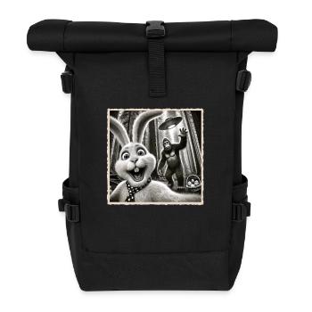 Easter, Funny Easter Bunny, Bunny Selfie Easter Party - Roll Top Backpack - black - Front