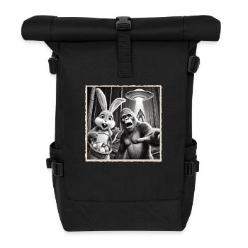 Easter, Funny Easter Bunny, Bunny Selfie Easter Party - Roll Top Backpack - black - Front