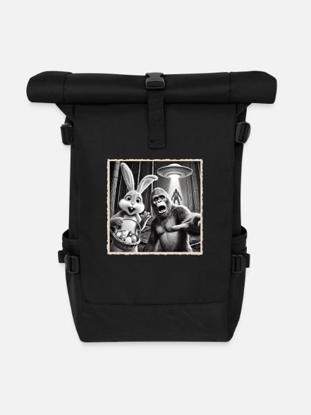 Ostern, Lustiger Osterhase, Hase Selfie Osterfest - Rolltop Rucksack - Schwarz