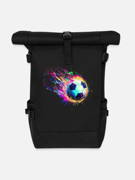 Fußball, Fußballer, Fussballspieler Junge - Rolltop Rucksack - Schwarz