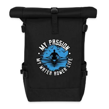 L’aviron aquatique Ma passion Mes sports nautiques Le canoë - Sac à dos roll top - noir - Devant