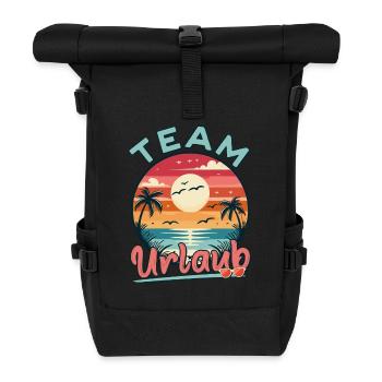 Urlaub Strand Strandurlaub Palmen Familie Sommer - Rolltop Rucksack - Schwarz - Vorne