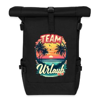 Urlaub Strand Strandurlaub Palmen Familie Sommer - Rolltop Rucksack - Schwarz - Vorne