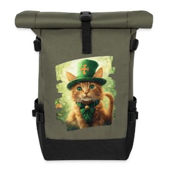 Chat de la Saint-Patrick - Sac à dos roll top - olive/noir - Devant