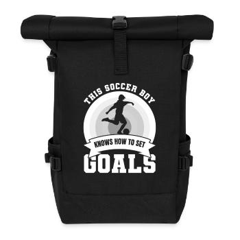 Fußballjunge - Rolltop Rucksack - Schwarz - Vorne