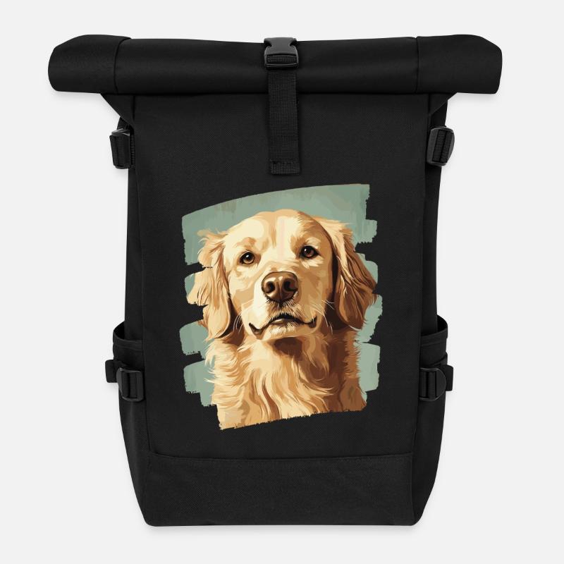 Golden Retriever - Roll Top Backpack - black