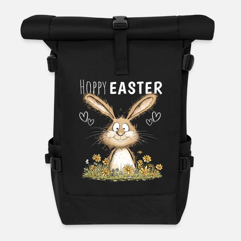 Lapin de Pâques houblonné Motif de Pâques Lapin de Pâques - Sac à dos roll top - noir