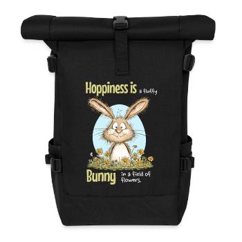 Bunny Easter Motif Saying Spring - Roll Top Backpack - black - Front