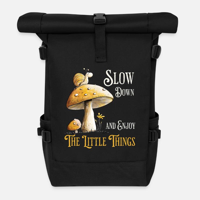Schnecke Auf Pilz Natur Wald Spruch - Rolltop Rucksack - Schwarz