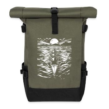 Rowing Sketch - Roll Top Backpack - olive/black - Front