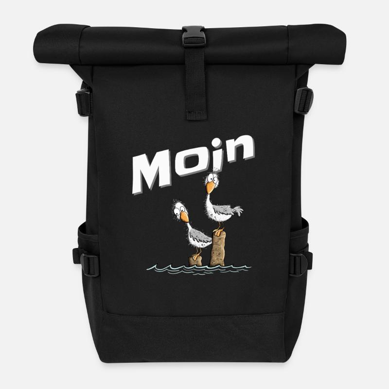 Moin Möwe Nordsee Urlaub Nordeutschland - Rolltop Rucksack - Schwarz