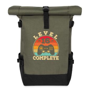 16. Hochzeitstag 16 Jahre Ehe verheiratet - Rolltop Rucksack - Olive/Schwarz - Vorne