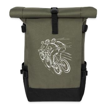 Rennradfahrer Skizze - Rolltop Rucksack - Olive/Schwarz - Vorne