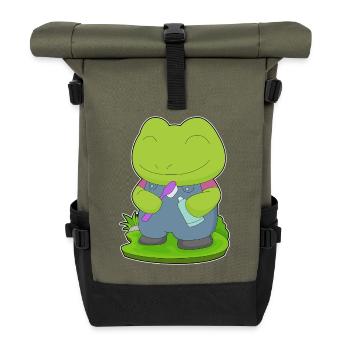 Frog Toothbrush - Roll Top Backpack - olive/black - Front