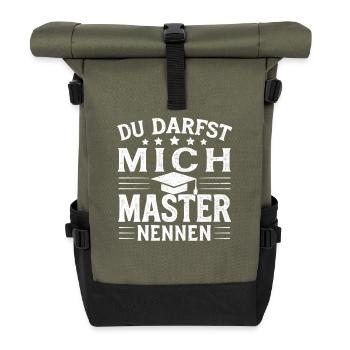 Master Abschluss Absolvent Masterabschluss Student - Rolltop Rucksack - Olive/Schwarz - Vorne