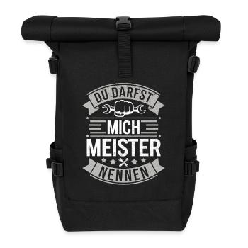 Meister Meisterprüfung Handwerk Handwerker Meister - Rolltop Rucksack - Schwarz - Vorne