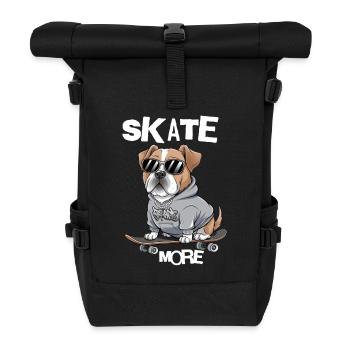 Skate Bulldog | Lustiges Skateboard Hund Motiv - Rolltop Rucksack - Schwarz - Vorne