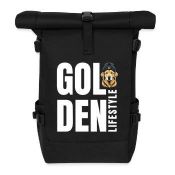 Golden Lifestyle | Cool Golden Retriever Motif - Roll Top Backpack - black - Front