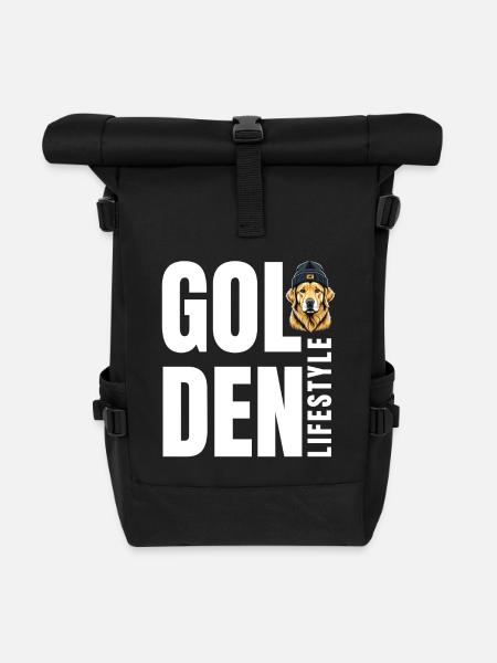 Golden Lifestyle | Cooles Golden Retriever Motiv - Rolltop Rucksack - Schwarz