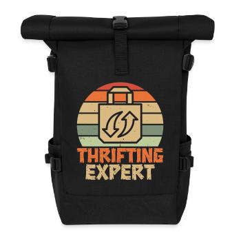 Thrift Shopper Thrifting Expert Thrift Store - Roll Top Backpack - black - Front