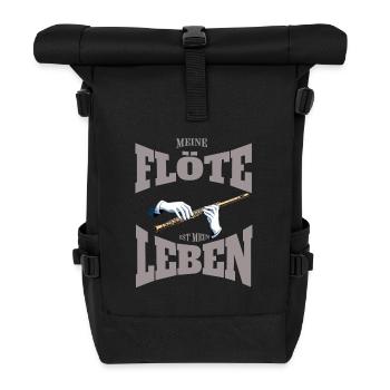Querflöte - Meine Flöte ist mein Leben - Rolltop Rucksack - Schwarz - Vorne