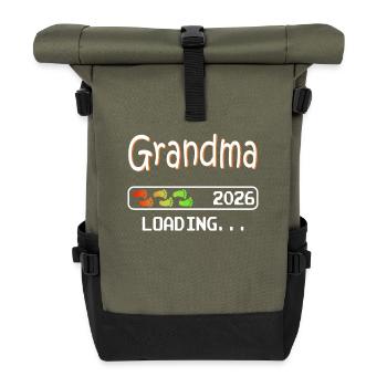 Grandma-to-be 2026 loading future grandmother - Roll Top Backpack - olive/black - Front