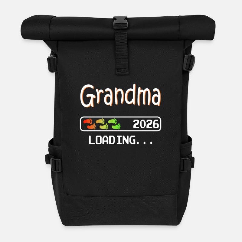 Werdende Oma 2026 loading zukünftige Großmutter - Rolltop Rucksack - Schwarz