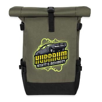 Hubraum statt E Schrott Muscle Car - Rolltop Rucksack - Olive/Schwarz - Vorne