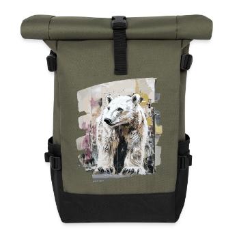 Eisbär Graffiti Sprayer - Rolltop Rucksack - Olive/Schwarz - Vorne