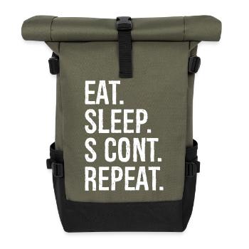 eat sleep s cont repeat - Rolltop Rucksack - Olive/Schwarz - Vorne