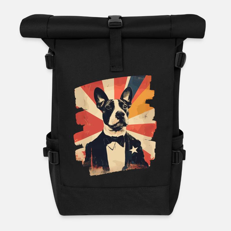 Bullterrier Kampfhund - Rolltop Rucksack - Schwarz