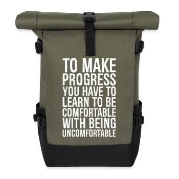 to make progress you have to learn to be - Rolltop Rucksack - Olive/Schwarz - Vorne