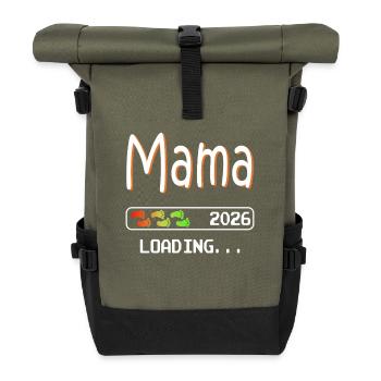 Mama 2026 loading werdende Mutter Schwangerschaft - Rolltop Rucksack - Olive/Schwarz - Vorne