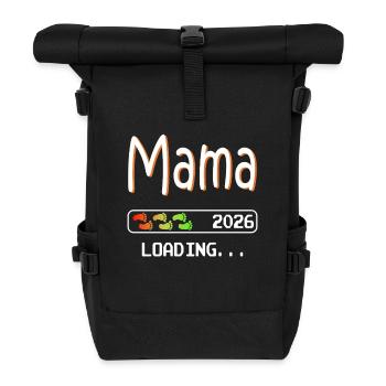 Mama 2026 loading werdende Mutter Schwangerschaft - Rolltop Rucksack - Schwarz - Vorne