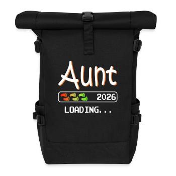 Werdende Tante 2026 loading ich werde Tante - Rolltop Rucksack - Schwarz - Vorne