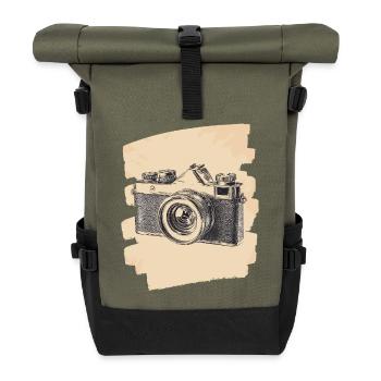 Kamera Fotograf Foto - Rolltop Rucksack - Olive/Schwarz - Vorne