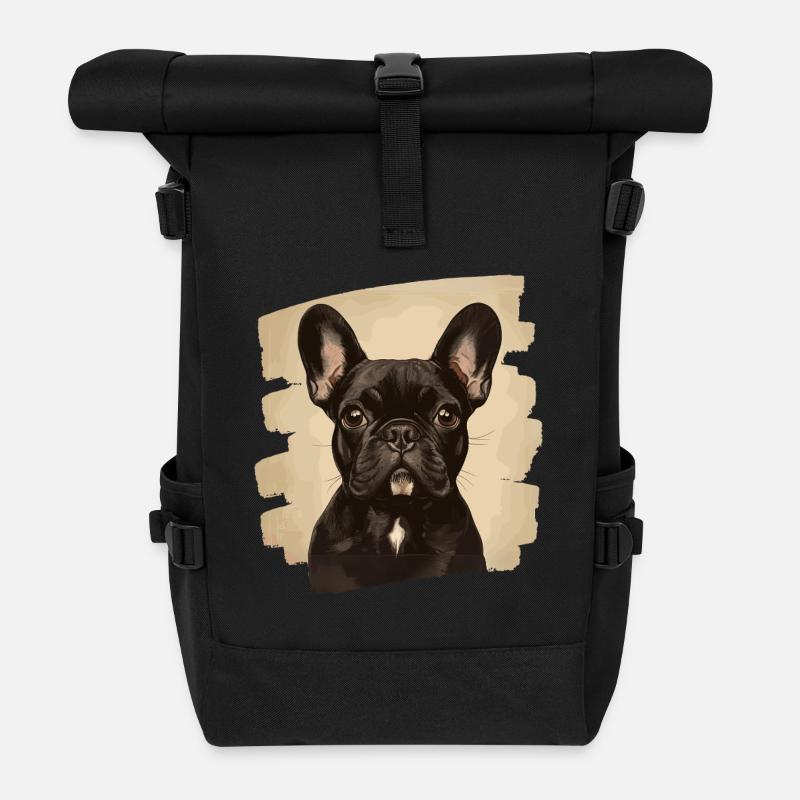 Bouledogue français Frenchie - Sac à dos roll top - noir