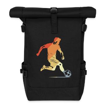 Fußballjunge Vintage Look - Rolltop Rucksack - Schwarz - Vorne