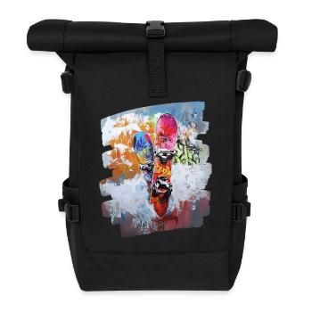 Snowboarder Pulverschnee - Rolltop Rucksack - Schwarz - Vorne