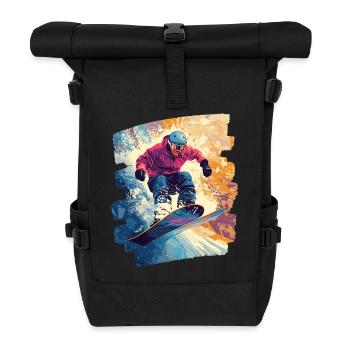 Snowboarder Pulverschnee - Rolltop Rucksack - Schwarz - Vorne