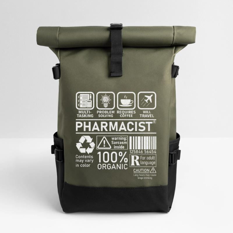 Pharmacist multi tasking problem solving Roll Top Backpack